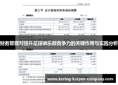 财务管理对提升足球俱乐部竞争力的关键作用与实践分析